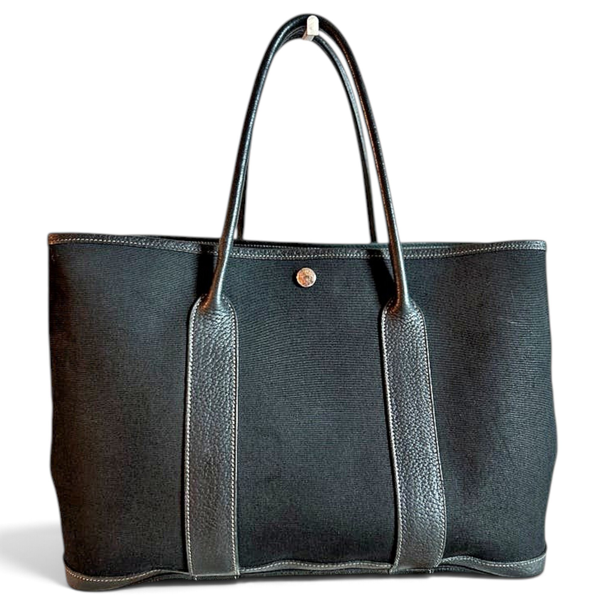 Hermes Garden Party Handbag Noir Toile Officier Canvas