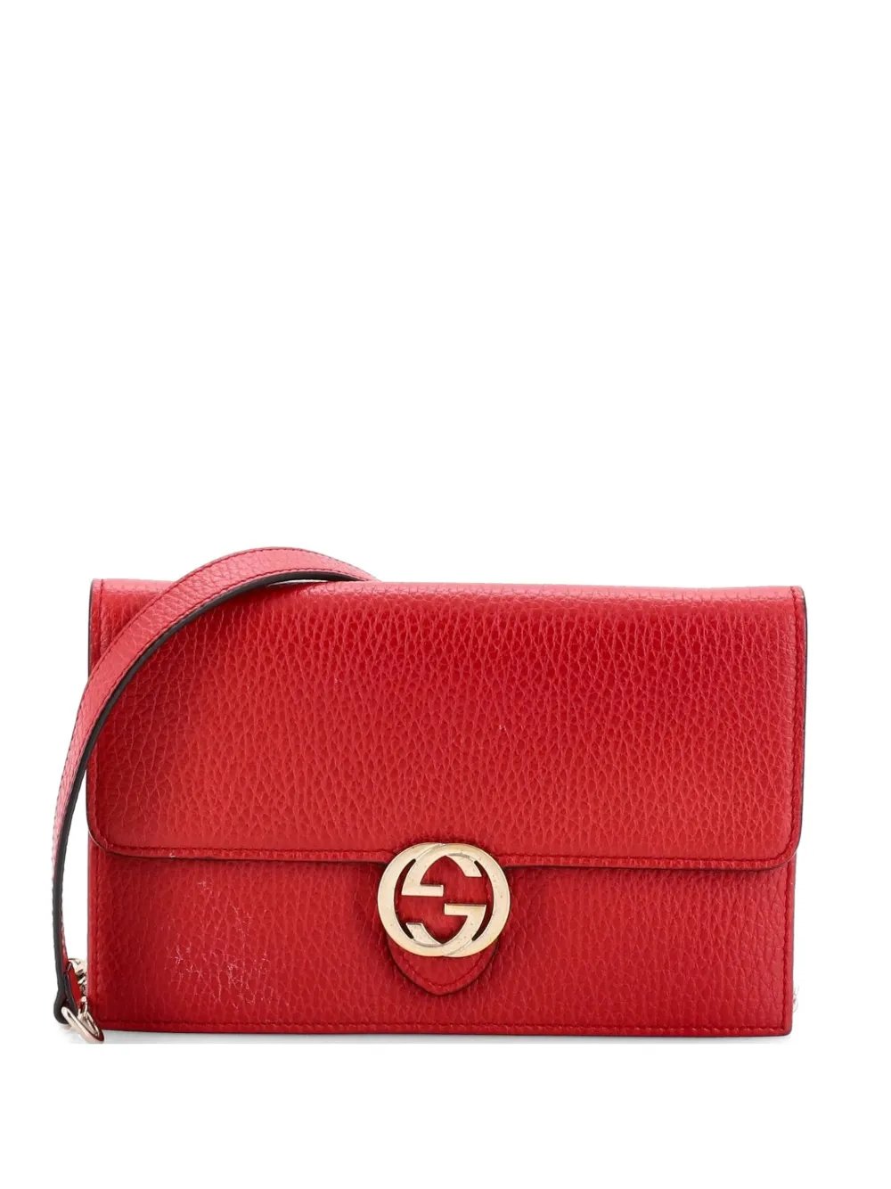 Interlocking Wallet on Chain Leather crossbody bag