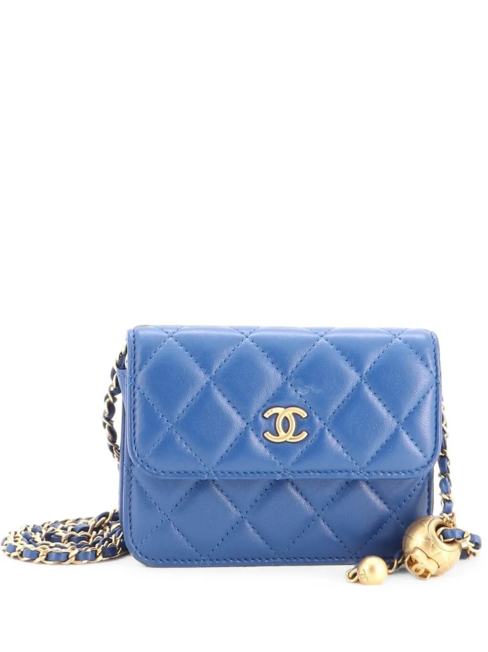 Pearl Crush Flap Clutch with Chain Quilted Lambskin Mini crossbody bag