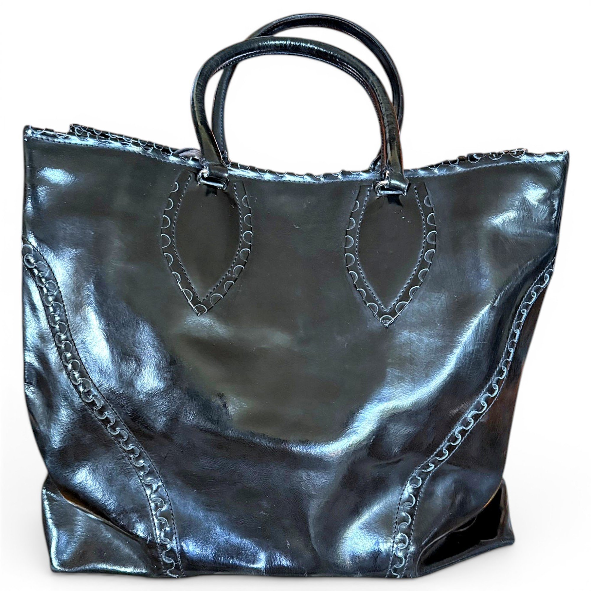 Patent leather tote