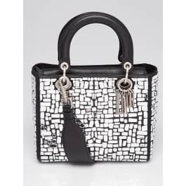 Dior Christian Dior Black Leather Mosaic of Mirrors Medium Lady Dior Bag