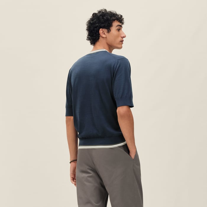 Indigo "Rayures & Twist" Crewneck Sweater