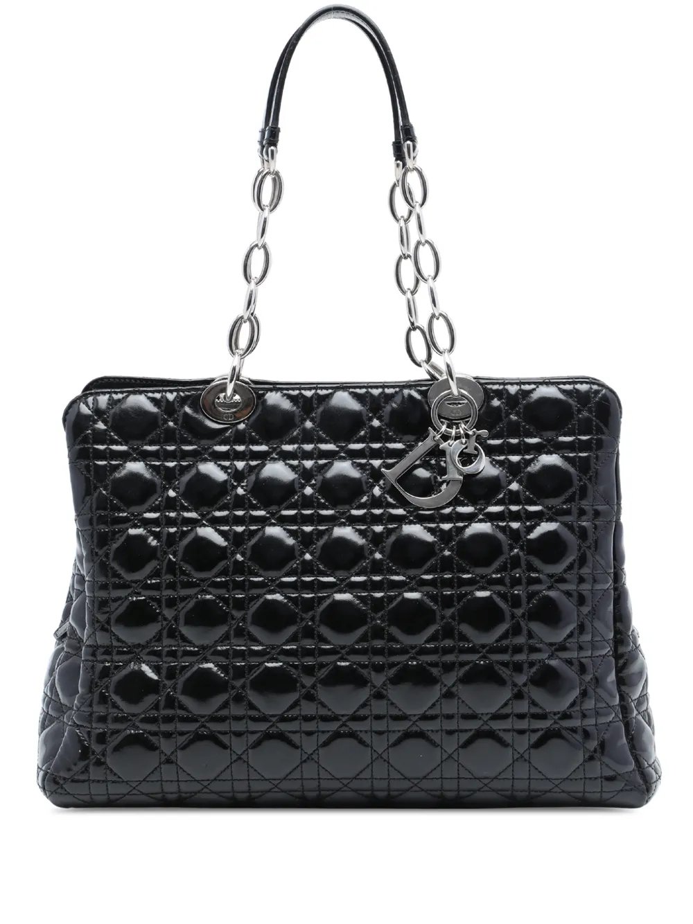 2013 Large Patent Cannage Soft Zipped Lady Dior Shopping tote bag