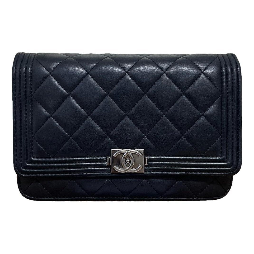 Wallet On Chain Boy Half Flap leather crossbody bag