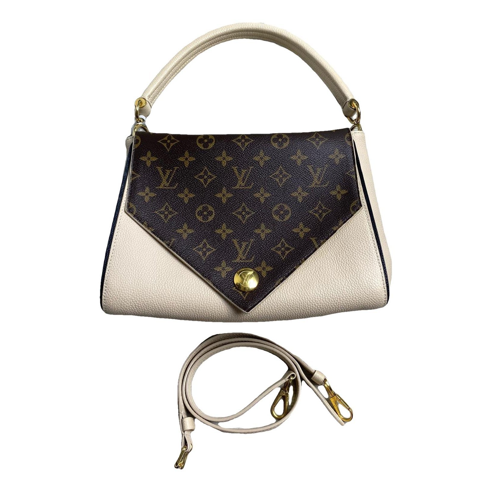 Double V leather handbag
