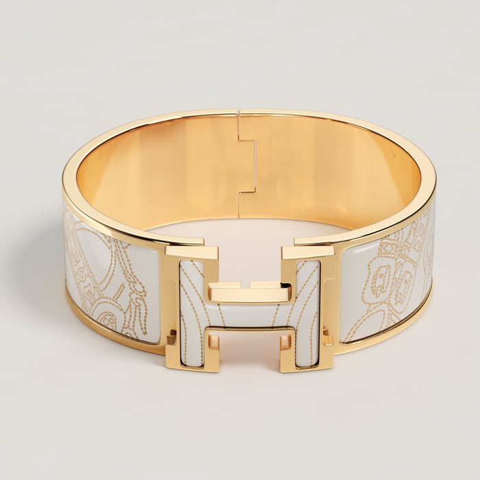 Orfèvre Jaune or Blanc Clic Clac H Brides De Gala Applique Pique Bracelet