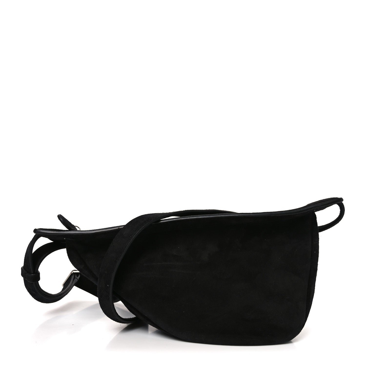 The Row Suede Small Slouchy Banana Bag Black