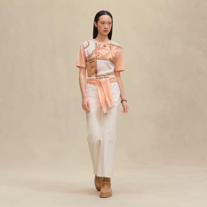 Orange Lava "Coloriages De Jour" Short-sleeve Twillaine Sweater