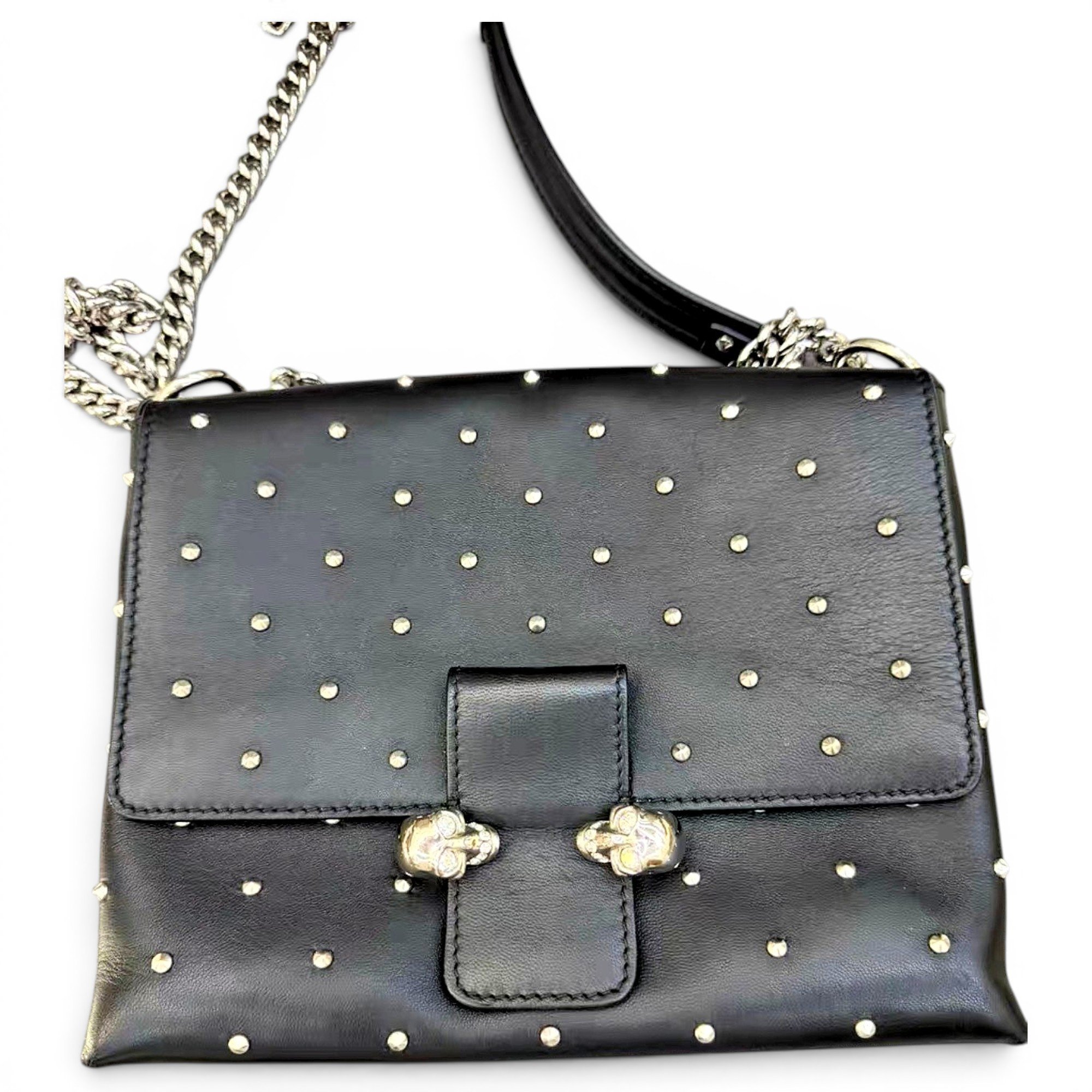 Skull leather crossbody bag