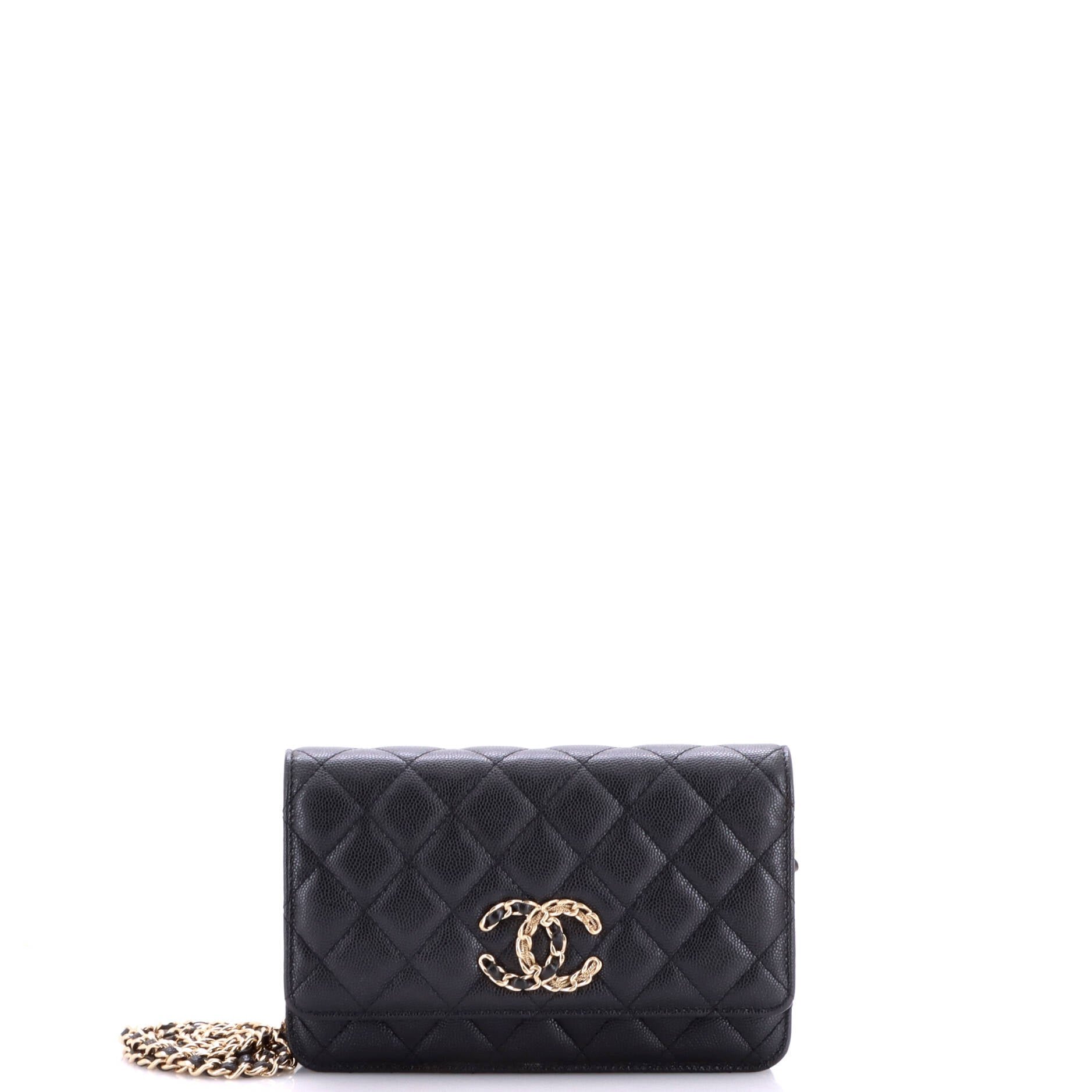 French New Wave Wallet on Chain Quilted Caviar