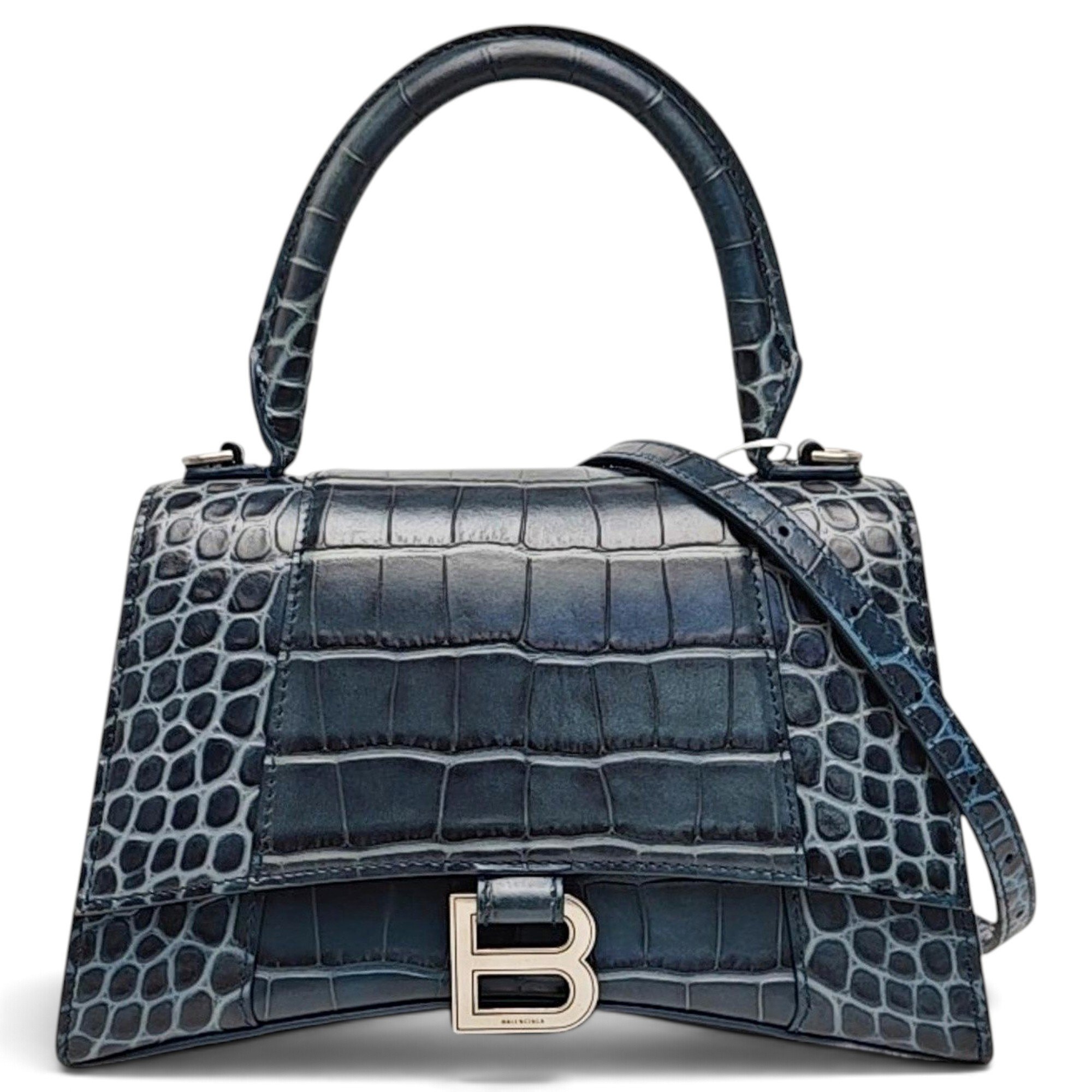Hourglass leather handbag