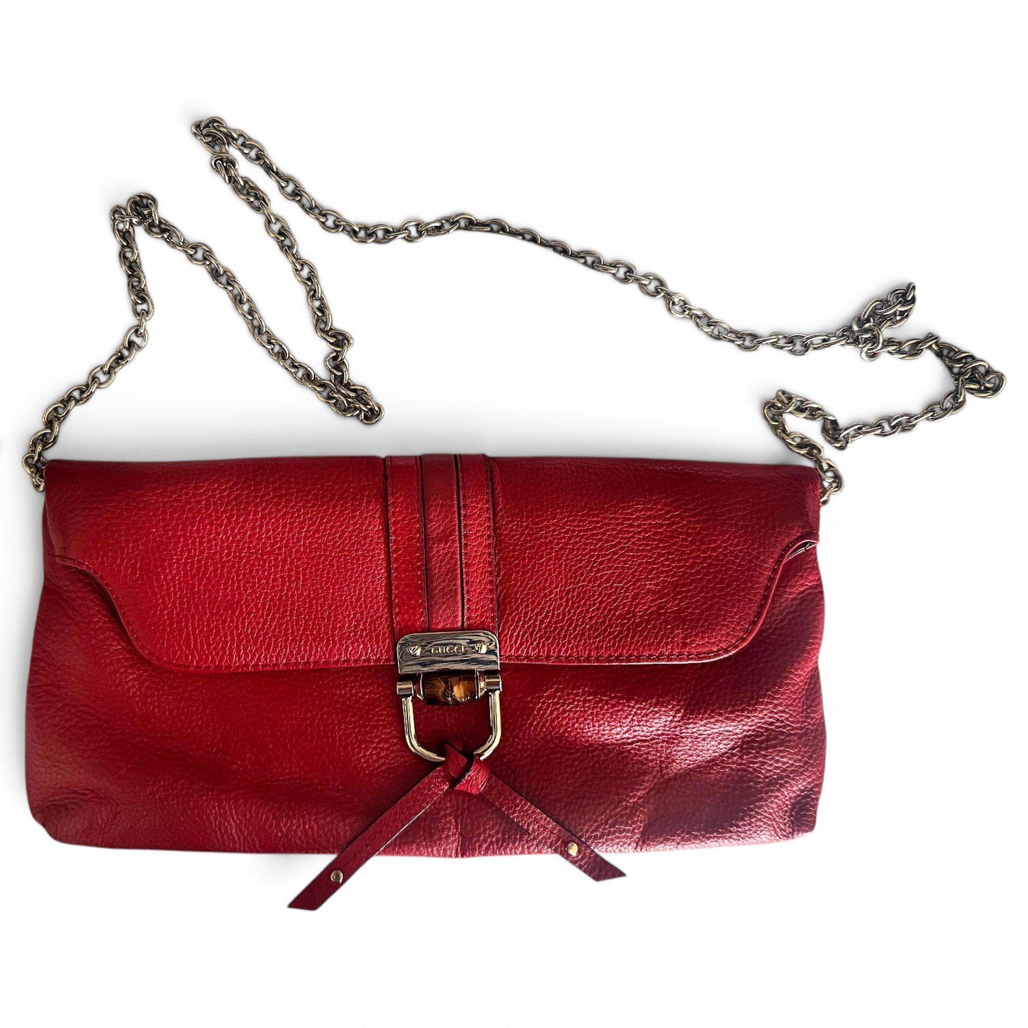 Bamboo leather clutch bag