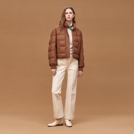 Leather puffer coat