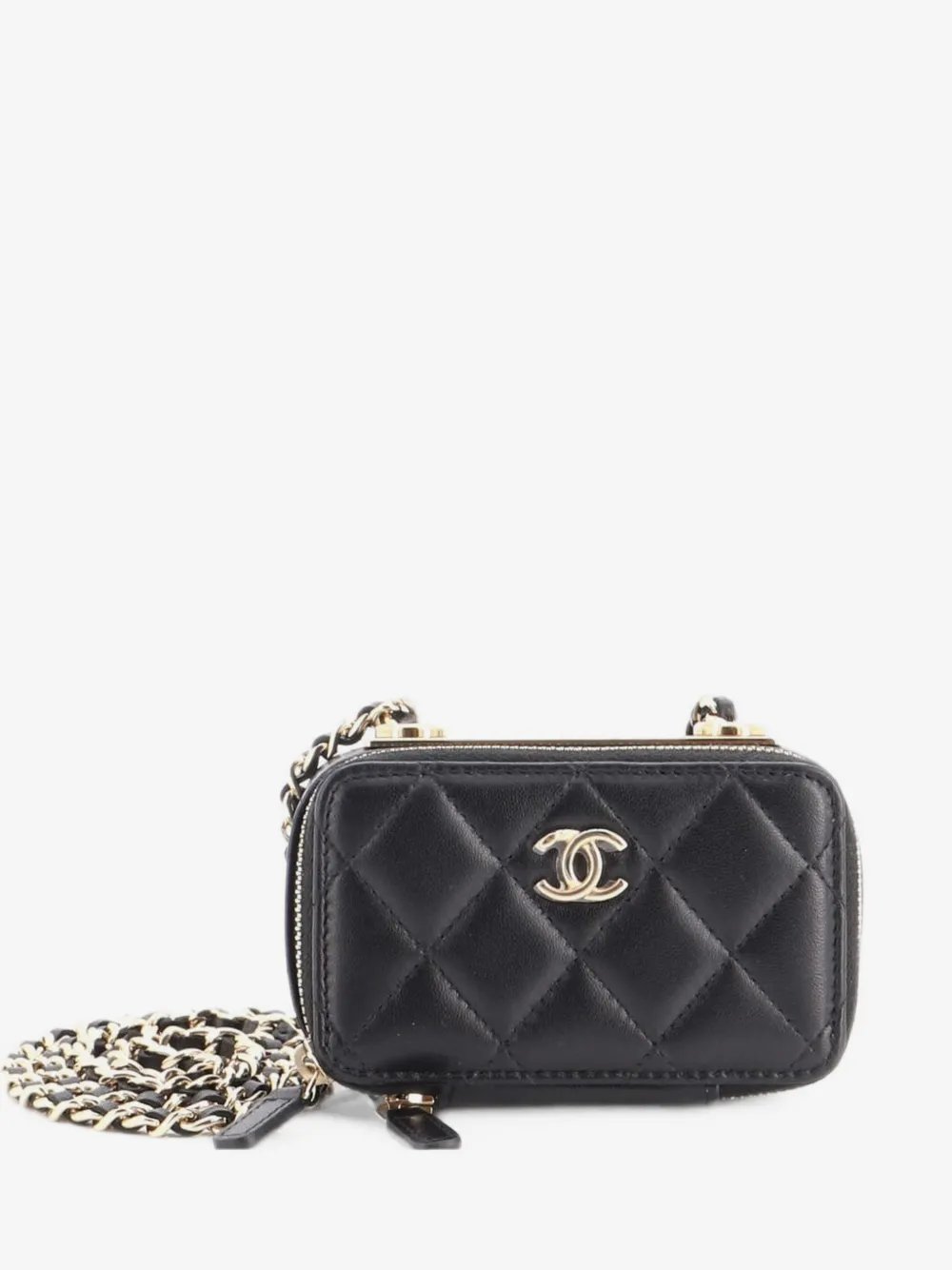 Trendy CC Zip Card Holder on Chain Quilted Lambskin crossbody bag
