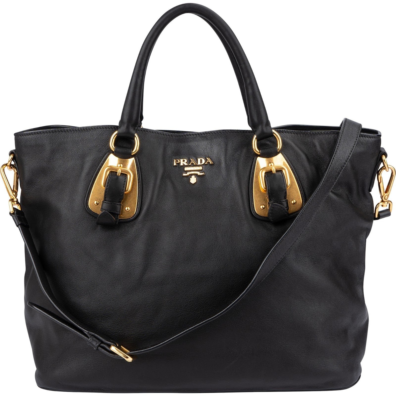 Buckle leather handbag