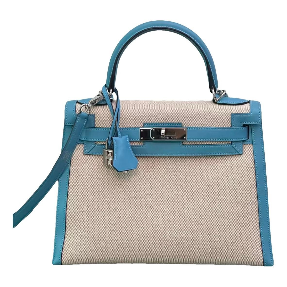 Hermes Kelly 28 Handbag Blue Atoll