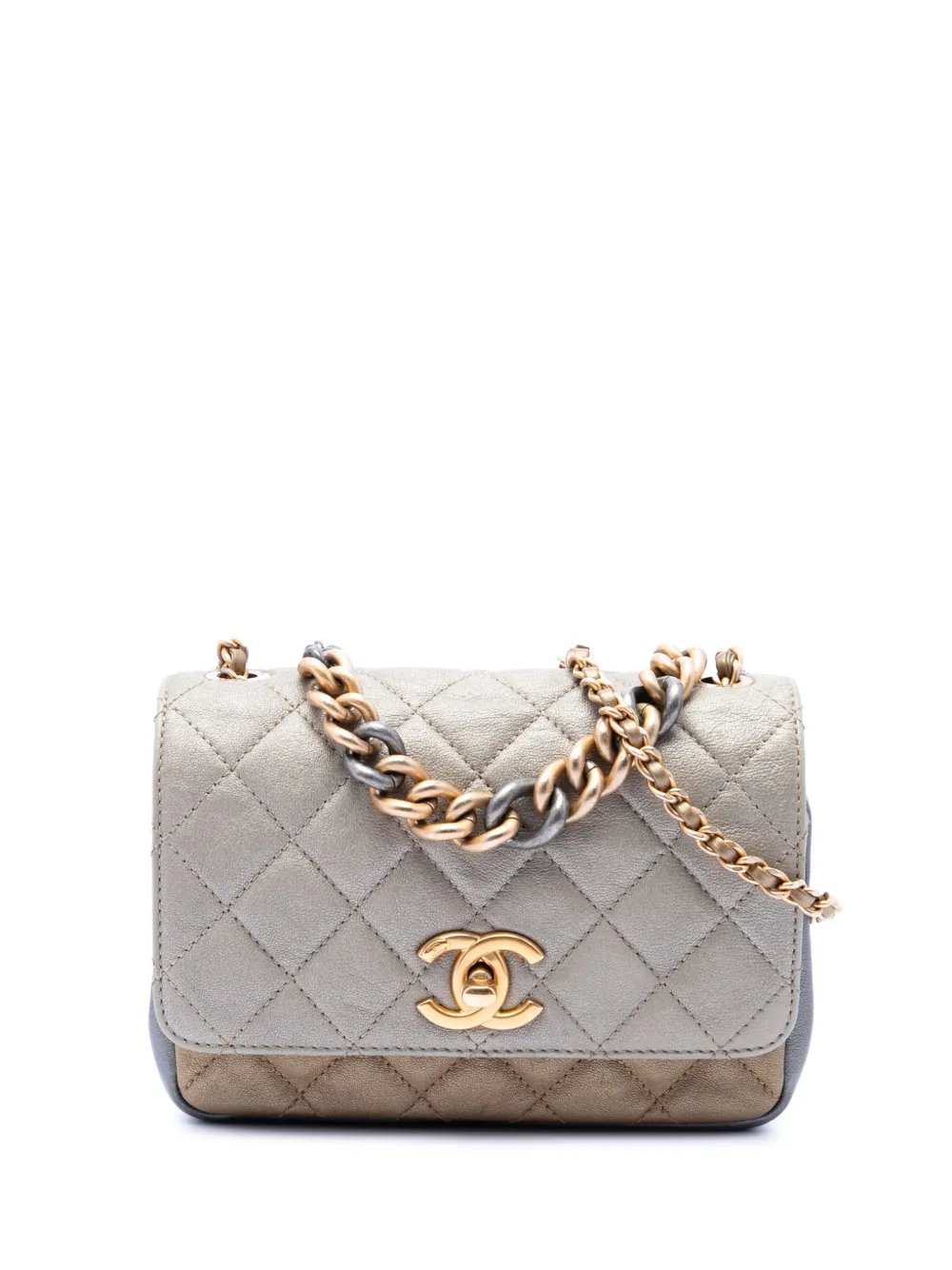 2016-2017 Small Tricolor Quilted Lambskin Camellia Flower Flap satchel