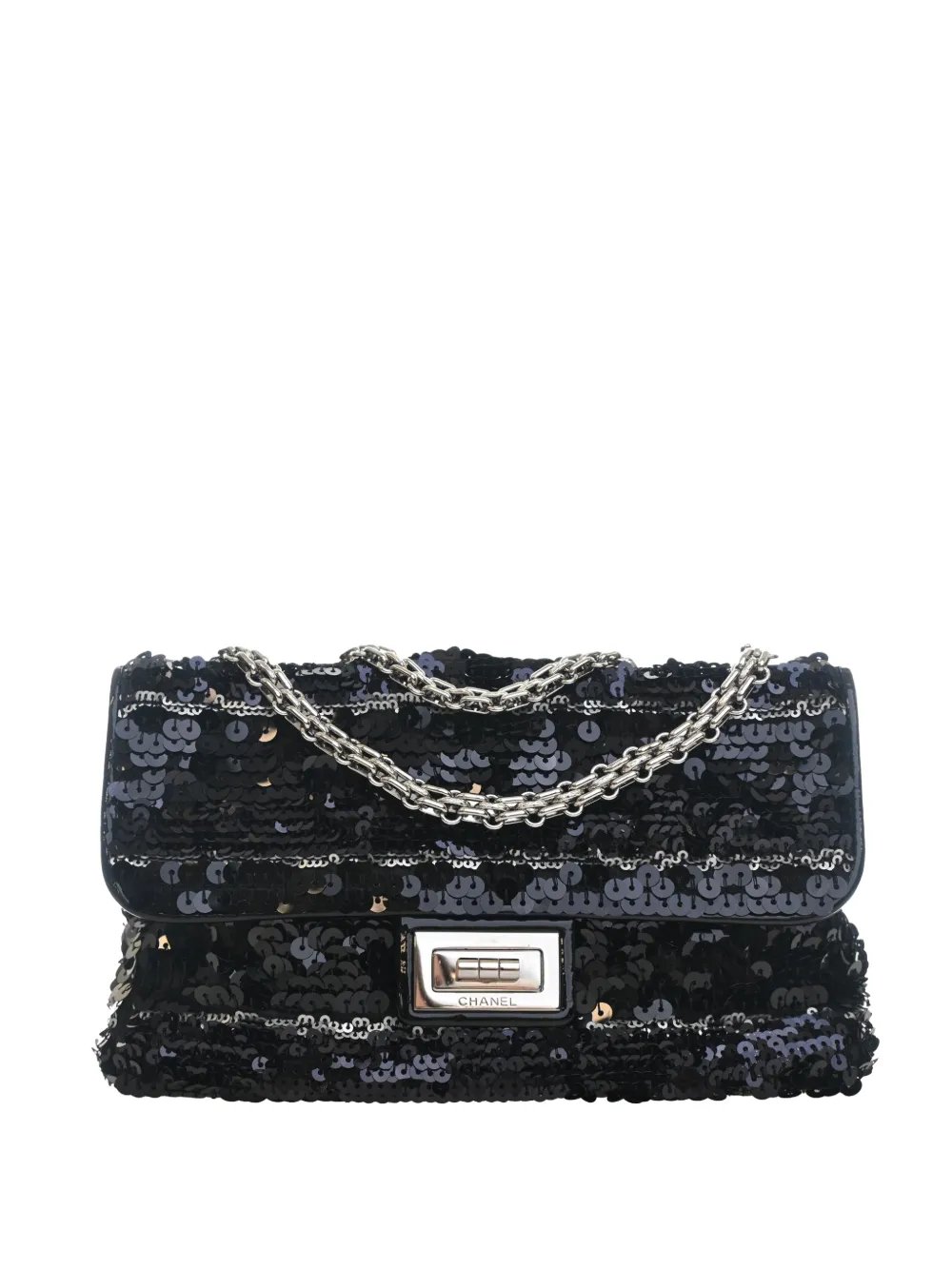 2011 Patent Trimmed Sequined Satin Reissue 2.55 Single Flap 225 satchel