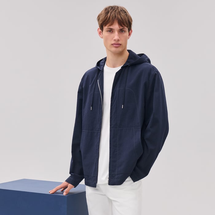 Marine Zipped Hooded Jacket