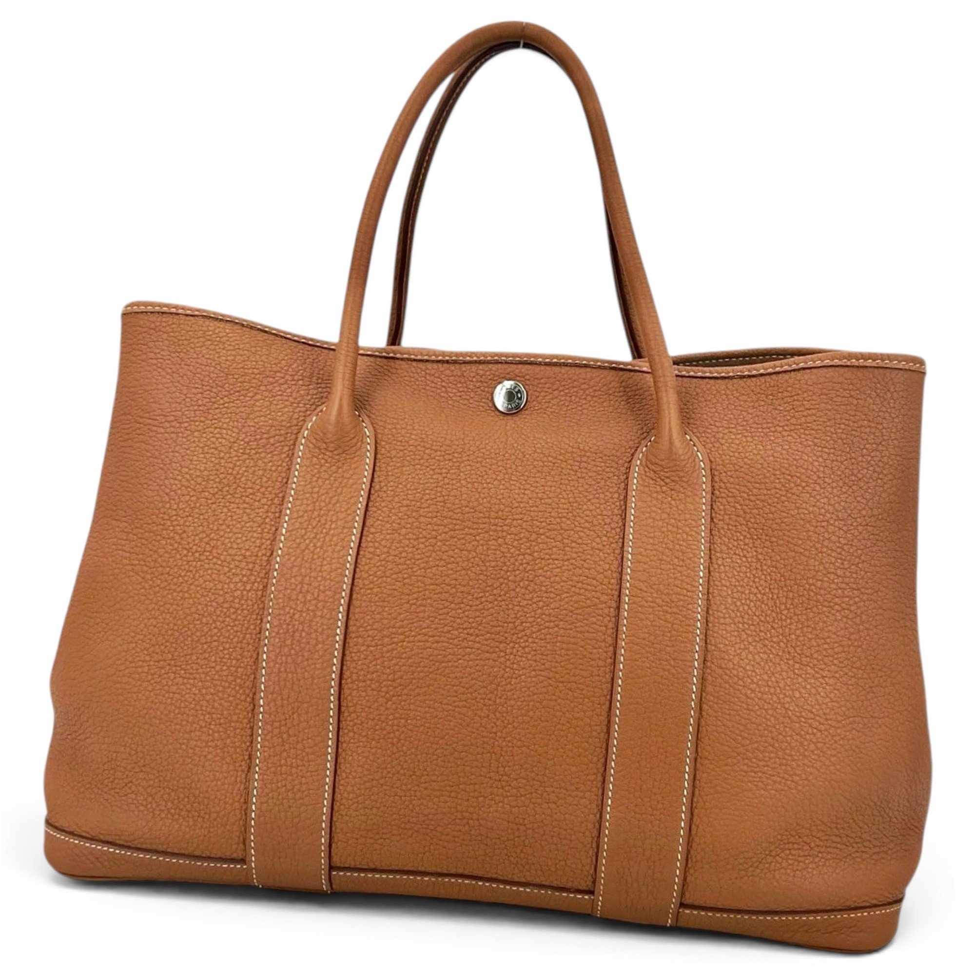 Hermes Garden Party Handbag Caramel Negonda Leather