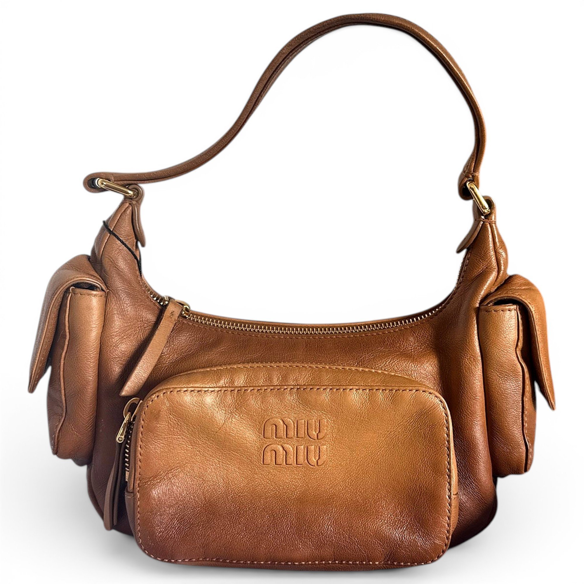 Pocket leather handbag
