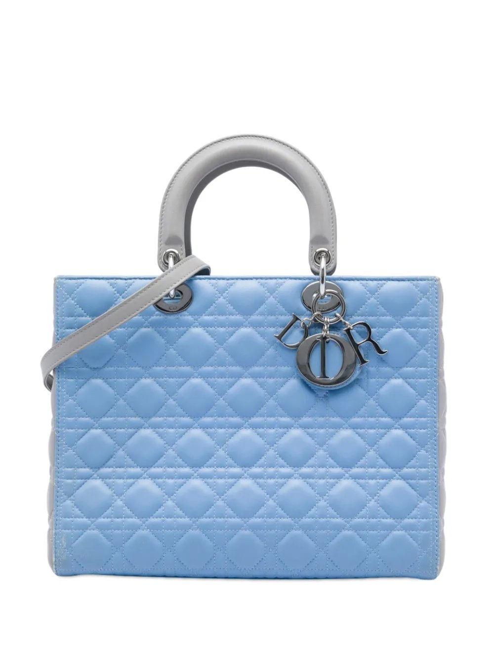 2014 Large Bicolor Lambskin Cannage Lady Dior satchel