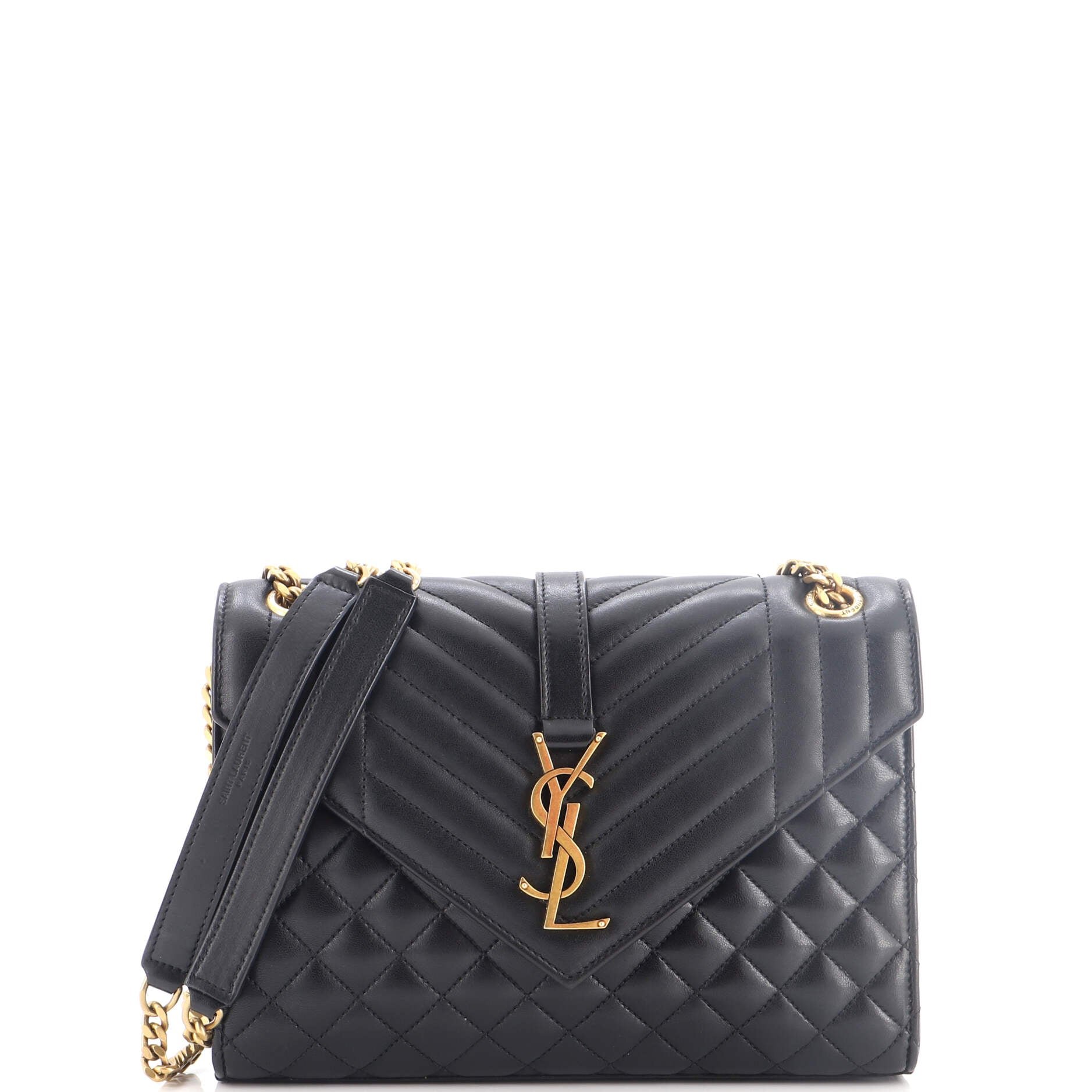 Classic Monogram Envelope Satchel Mixed Matelasse Leather Medium