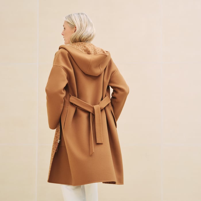 Marron Caramel Hooded Reversible Duffle-coat