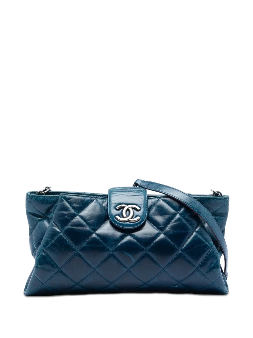 2014 Quilted Glazed Calfskin Coco Pleats Chain Clutch crossbody bag