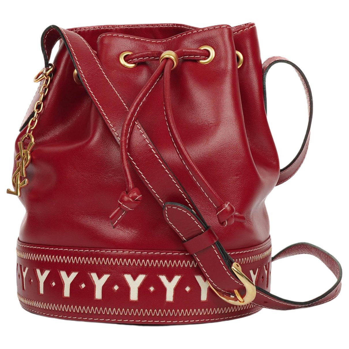 Monogram bucket leather handbag