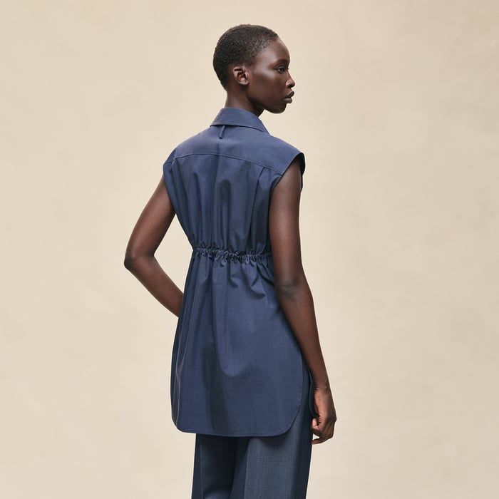 Bleu Outremer Sleeveless Drawstring Shirt