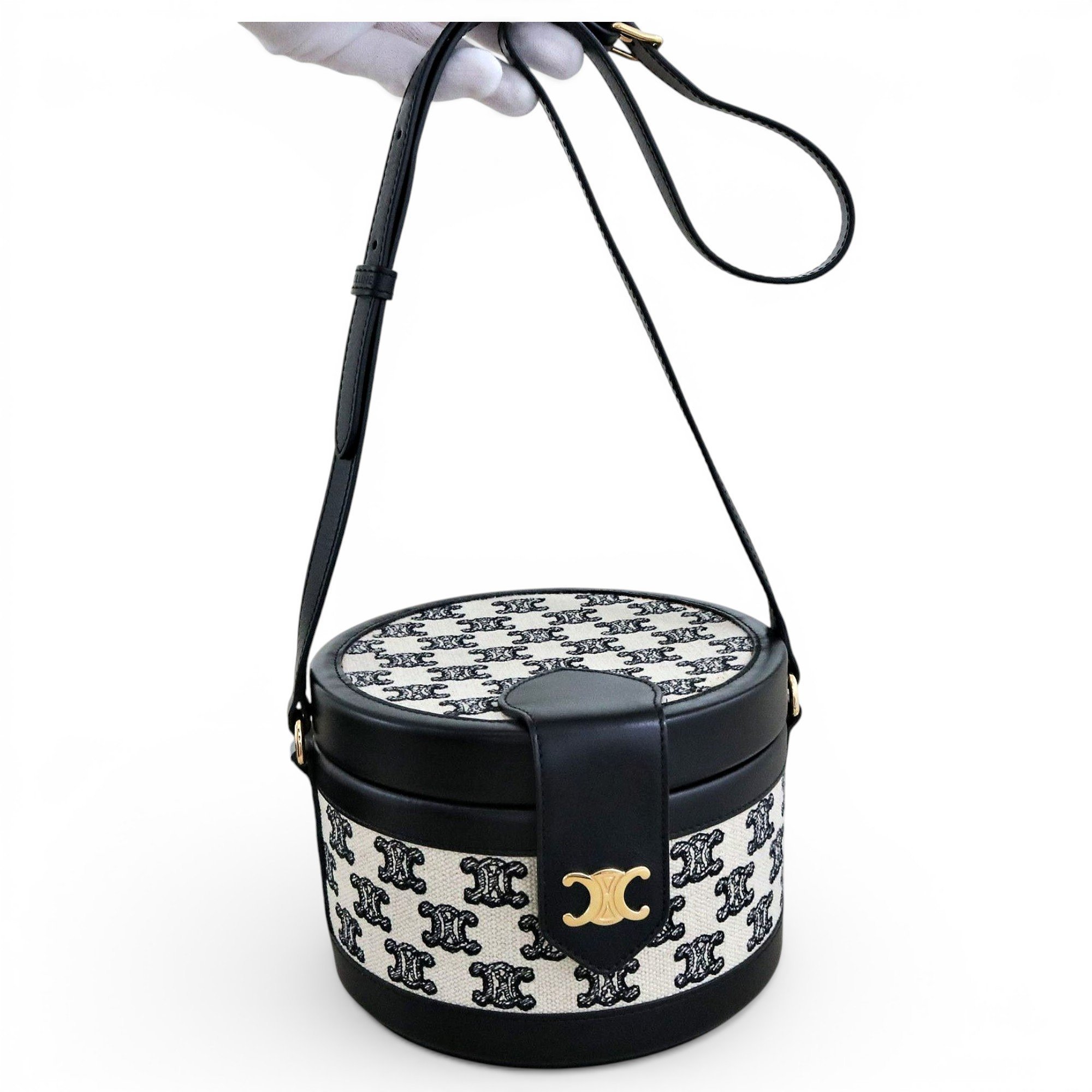 Tambour leather handbag
