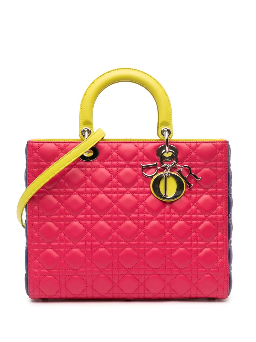 2013 Large Tricolor Lambskin Cannage Lady Dior satchel