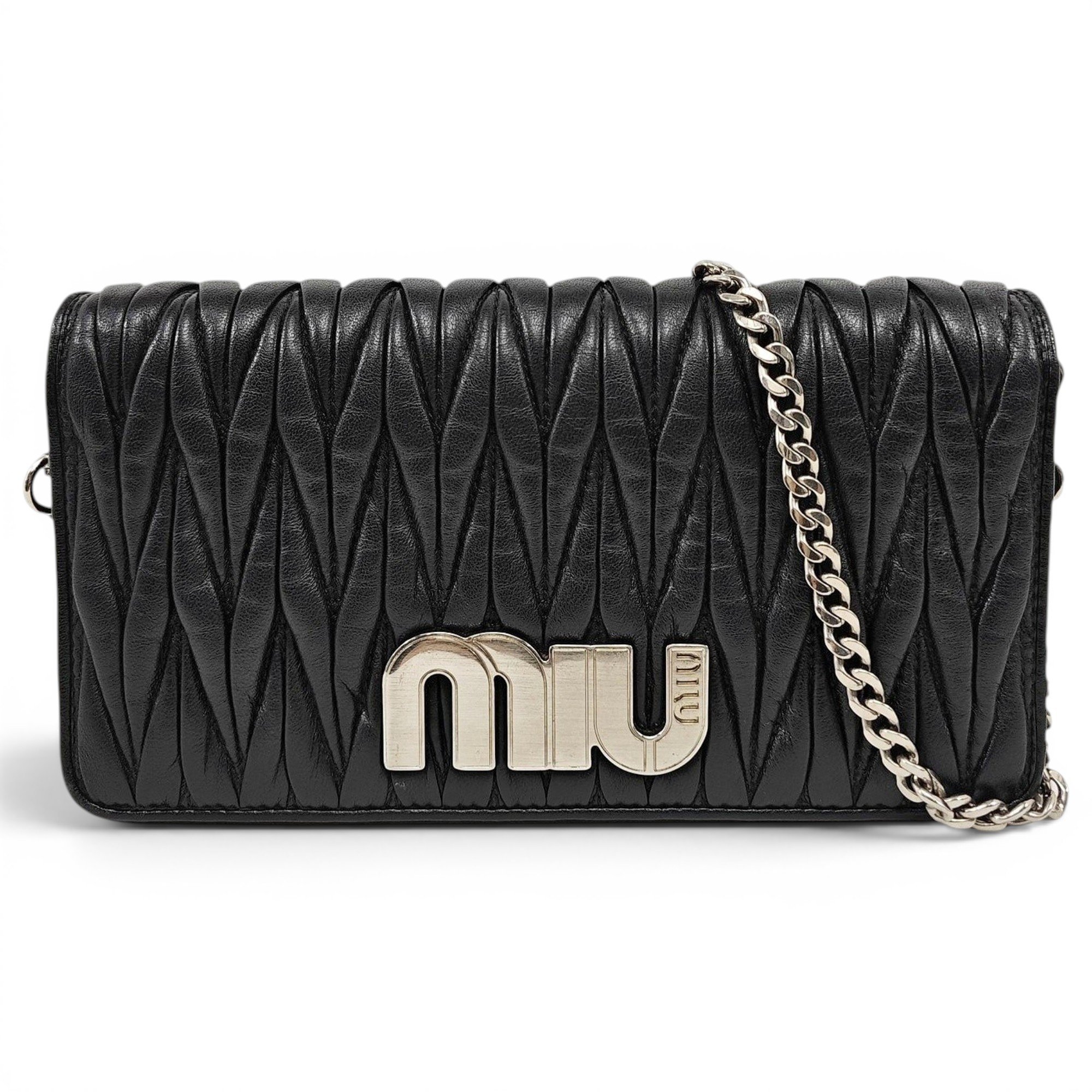 Miu Crystal leather handbag