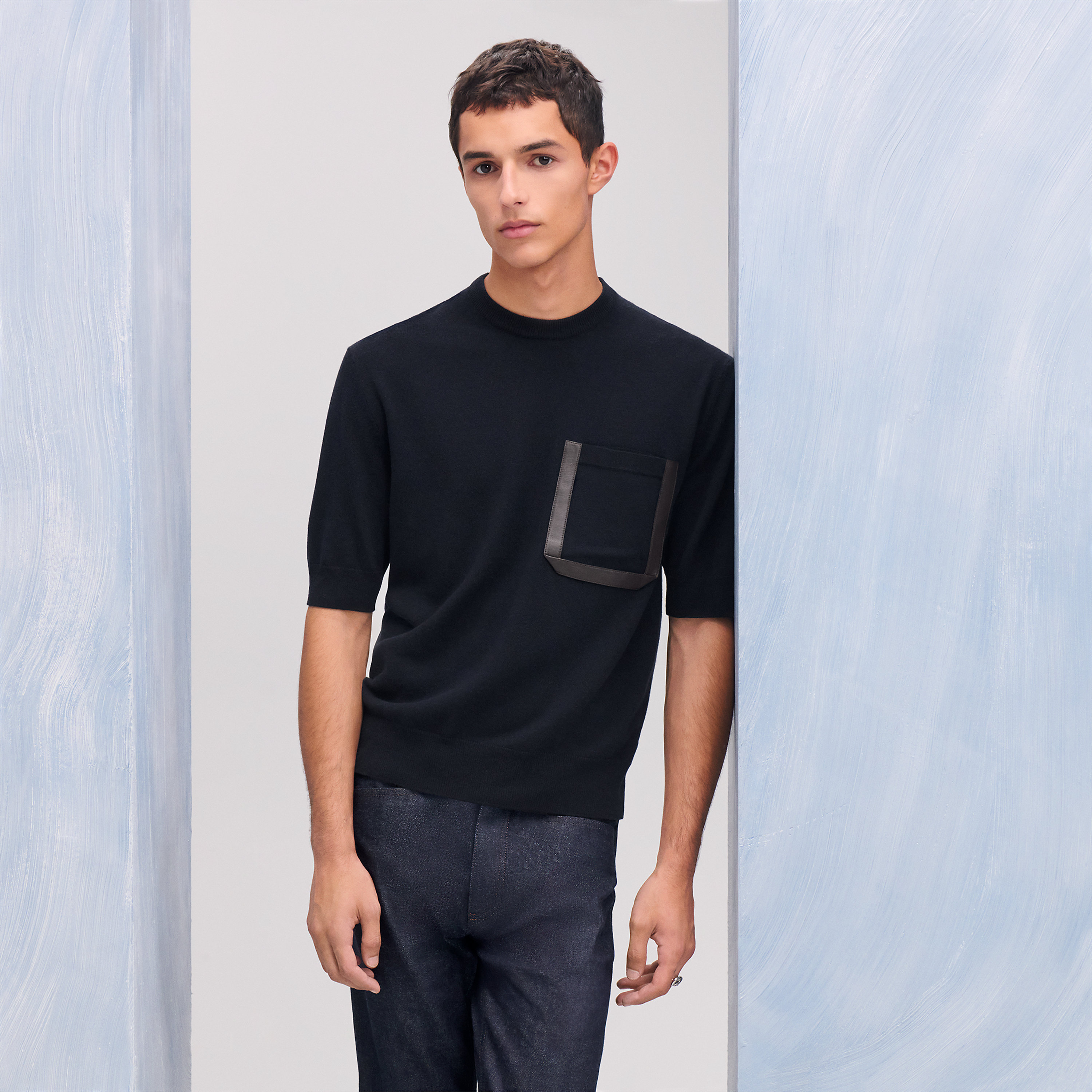 "Virage cuir" crewneck sweater