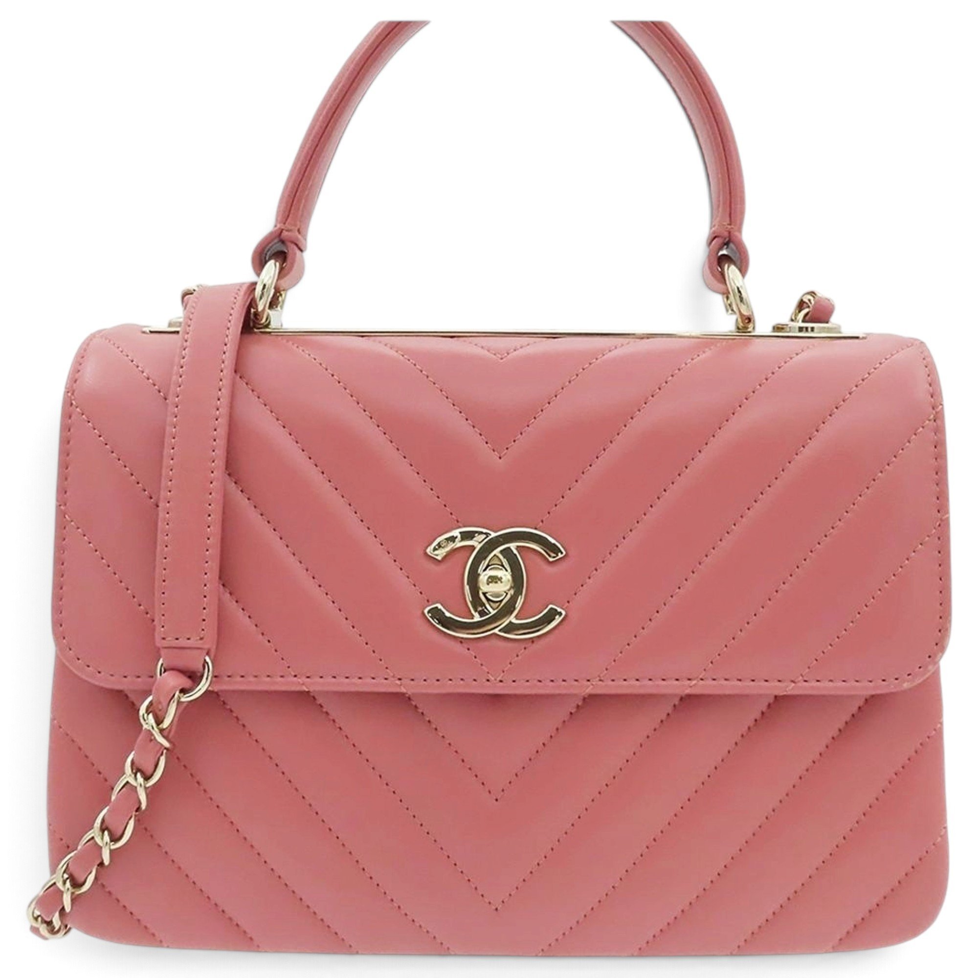 Trendy CC Top Handle leather handbag