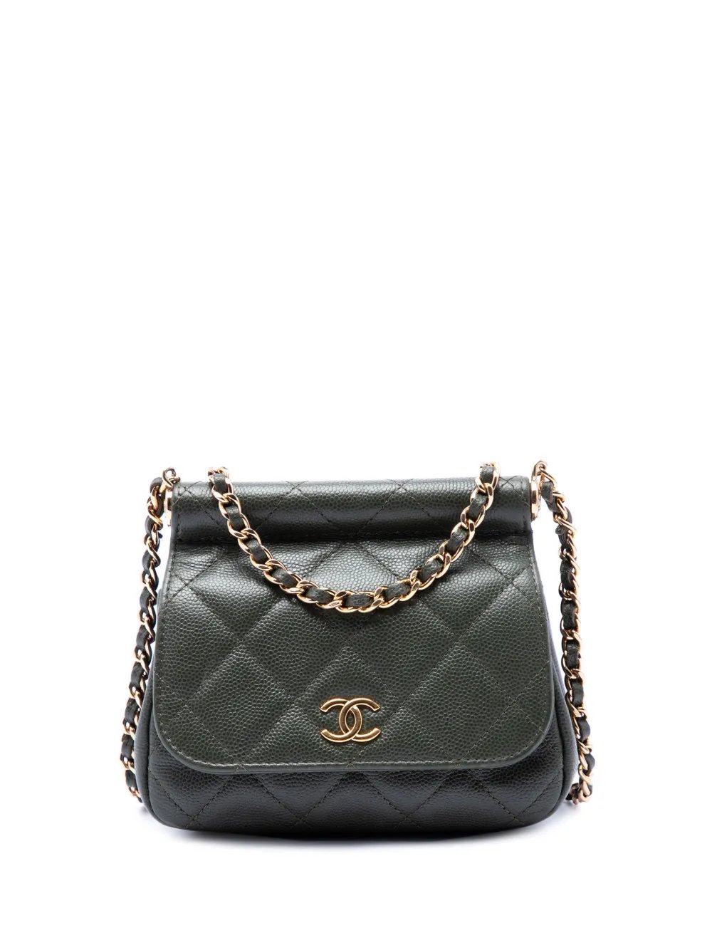 2021-2026 Small CC Quilted Caviar Bar Flap Clutch With Chain crossbody bag