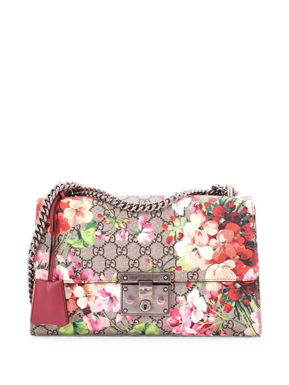 Padlock Blooms Print GG Coated Canvas Medium shoulder bag