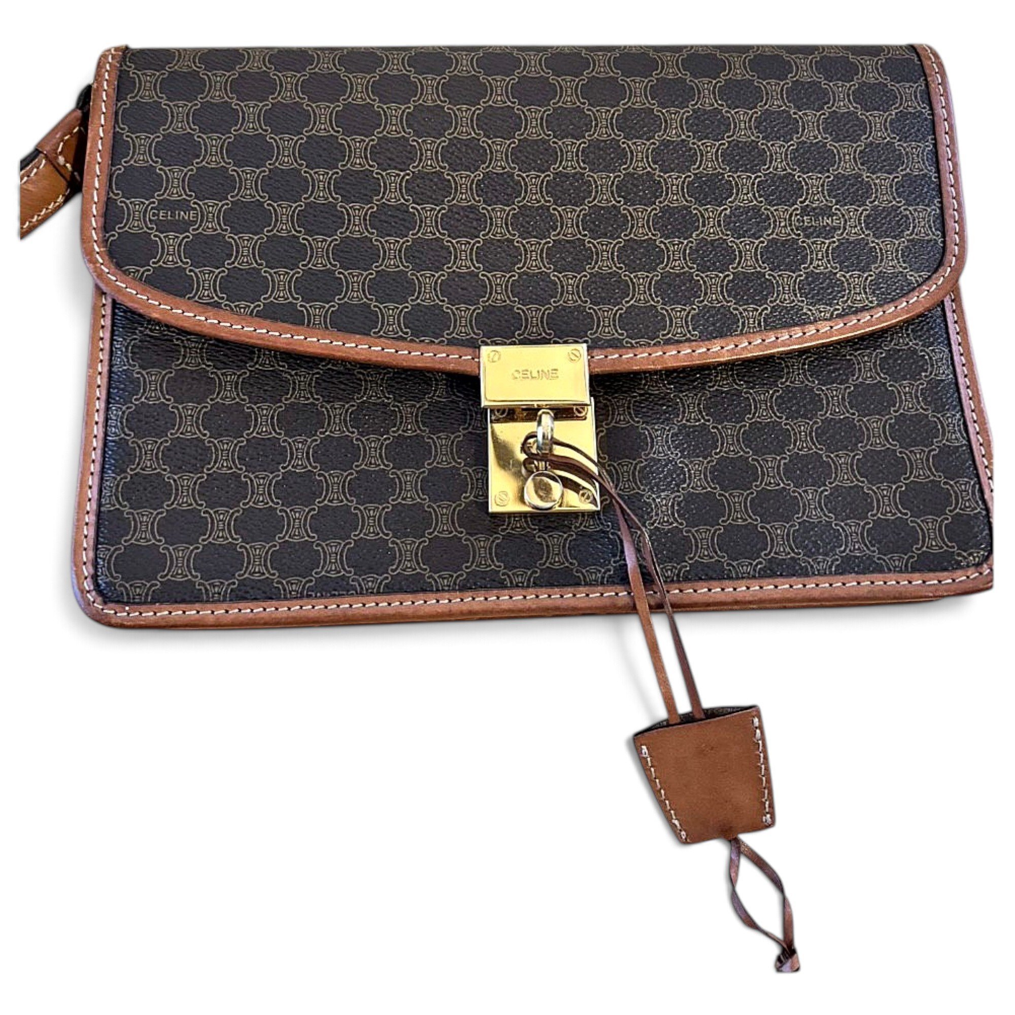 Triomphe Vintage leather clutch bag