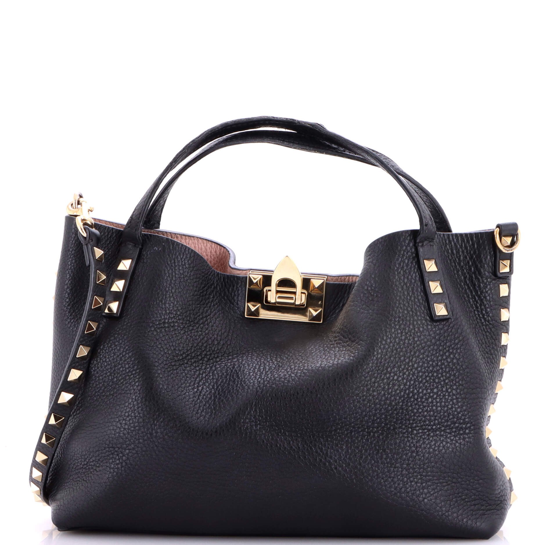 Valentino Garavani Rockstud Convertible Flip Lock Tote Leather Small