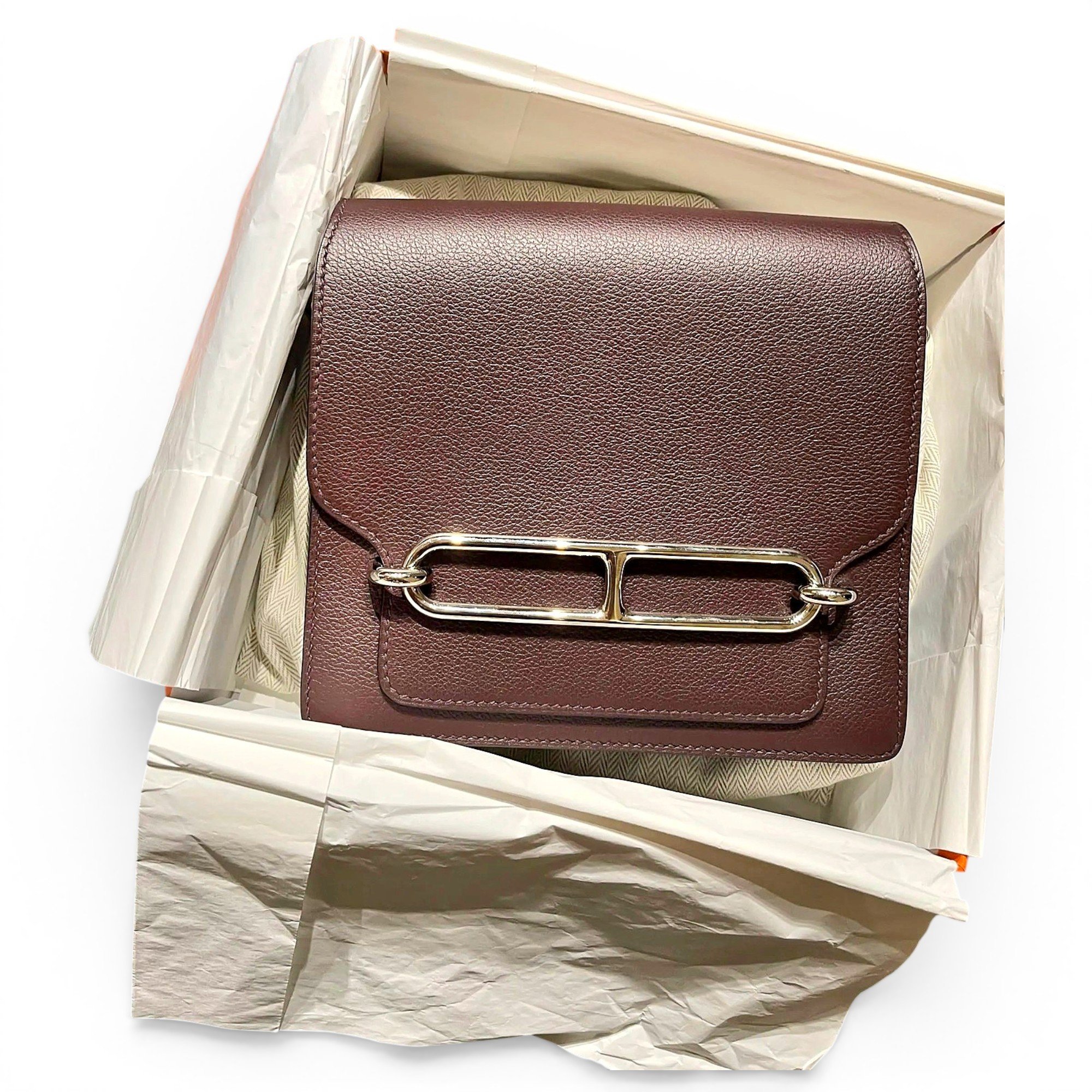Hermes Roulis Mini Handbag Rouge Sellier Evercolor Leather 2021