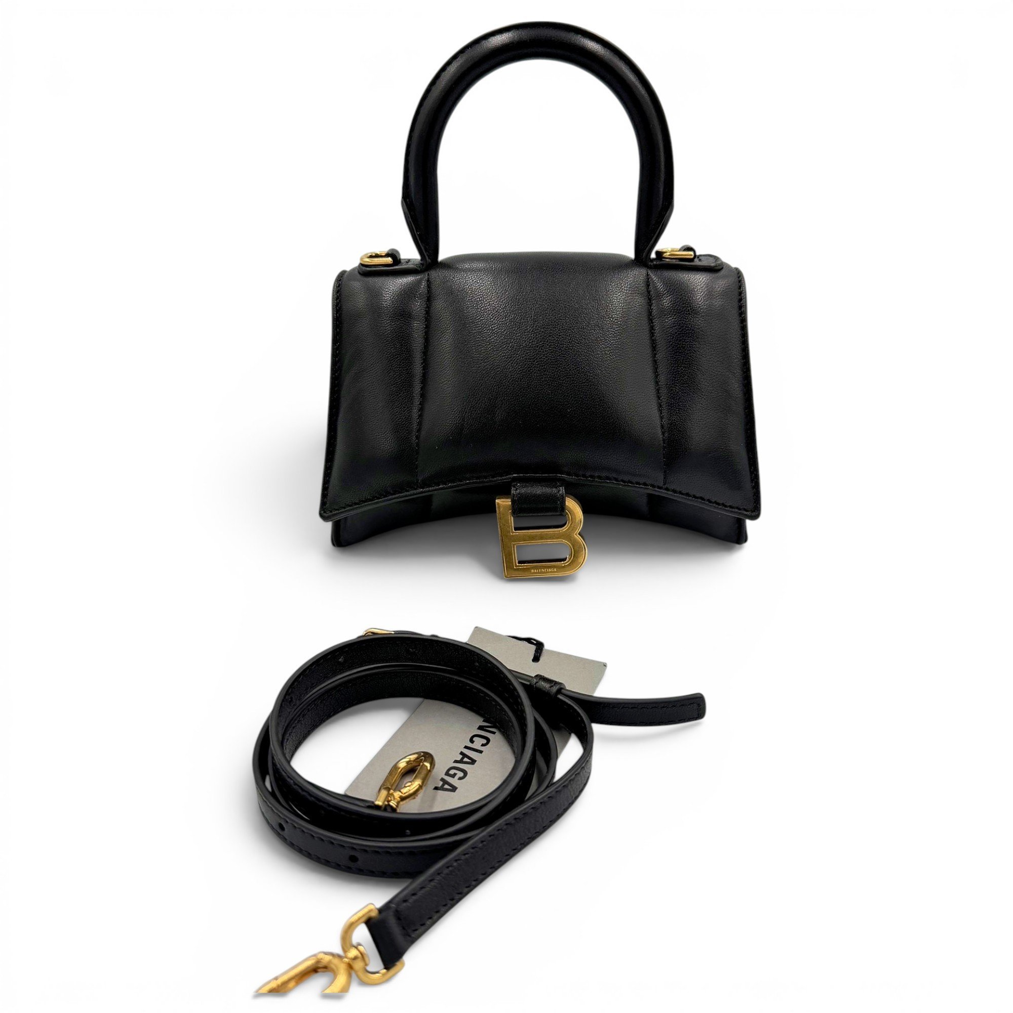Hourglass leather handbag