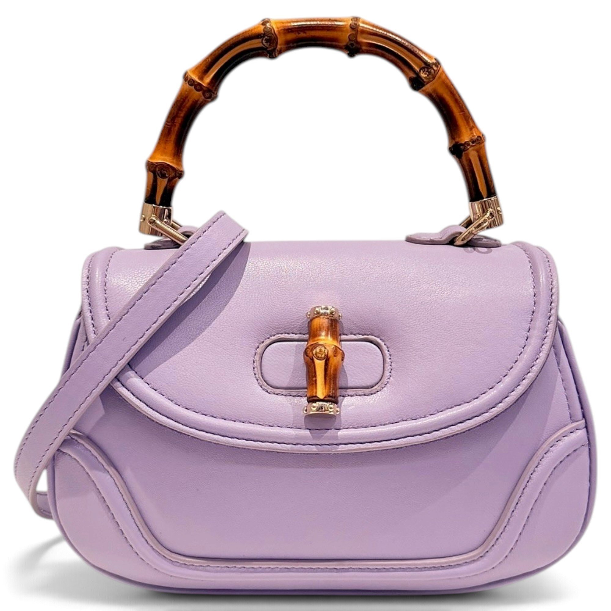 Convertible Bamboo Top Handle leather handbag