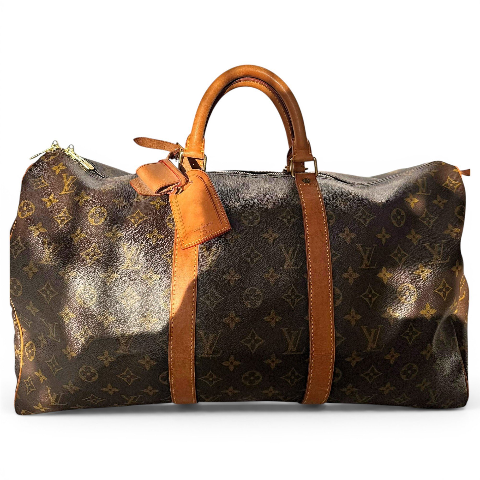 Louis Vuitton Keepall leather travel bag