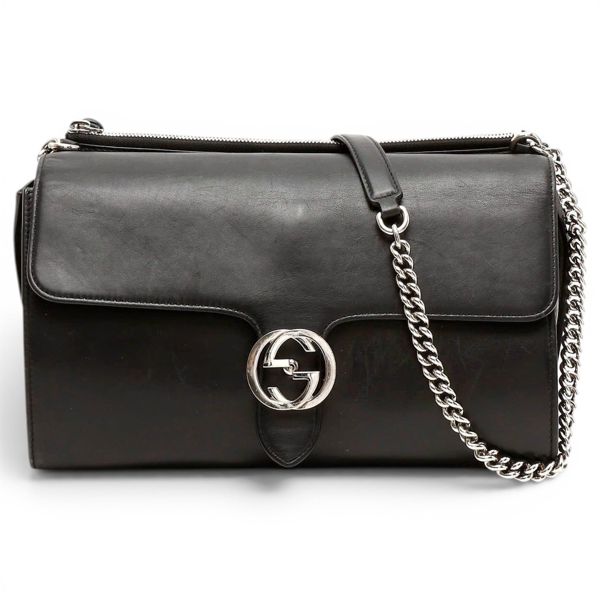 Interlocking leather handbag