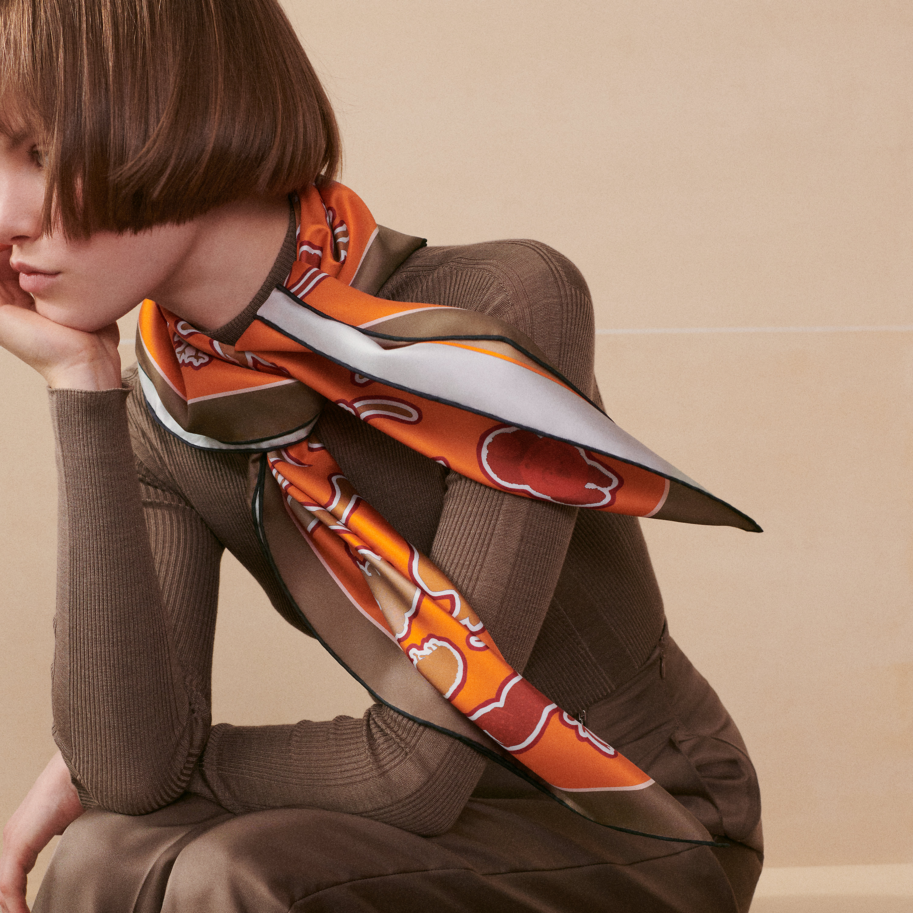 Caracteristick double face scarf 90