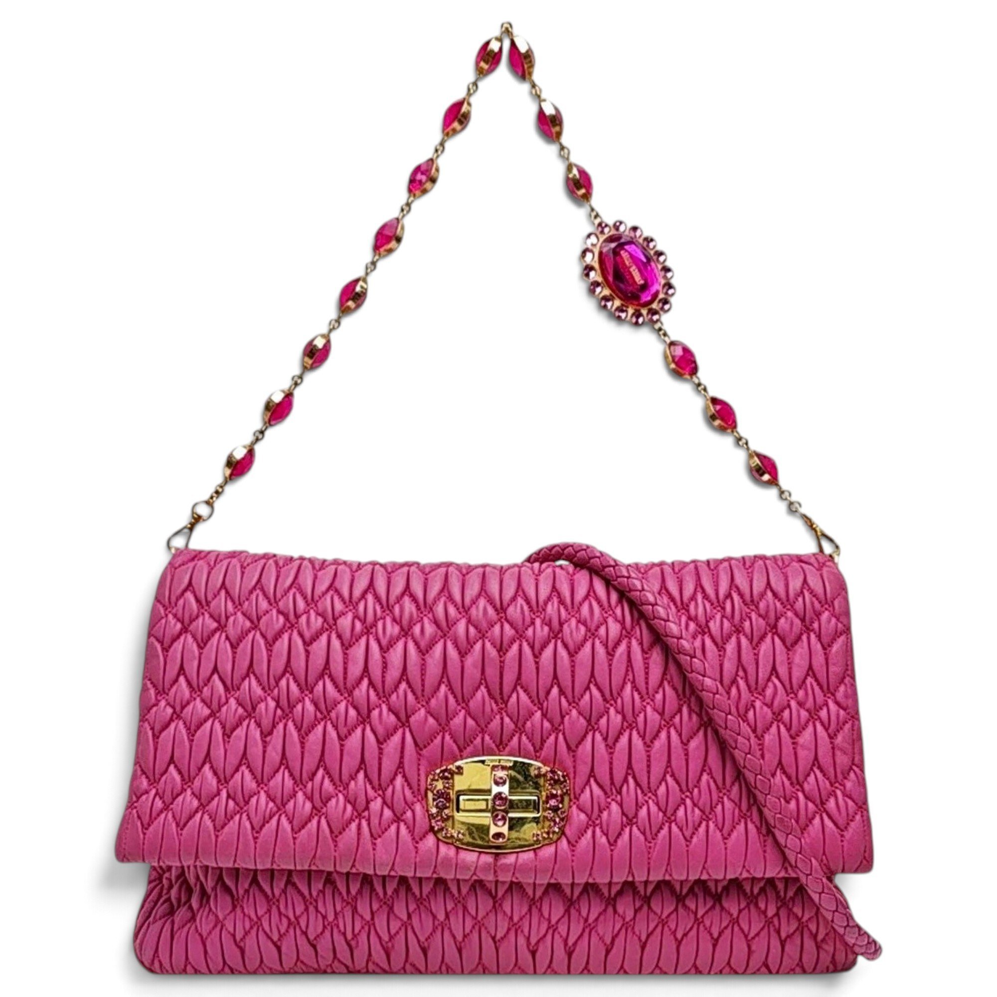 Miu Crystal leather handbag