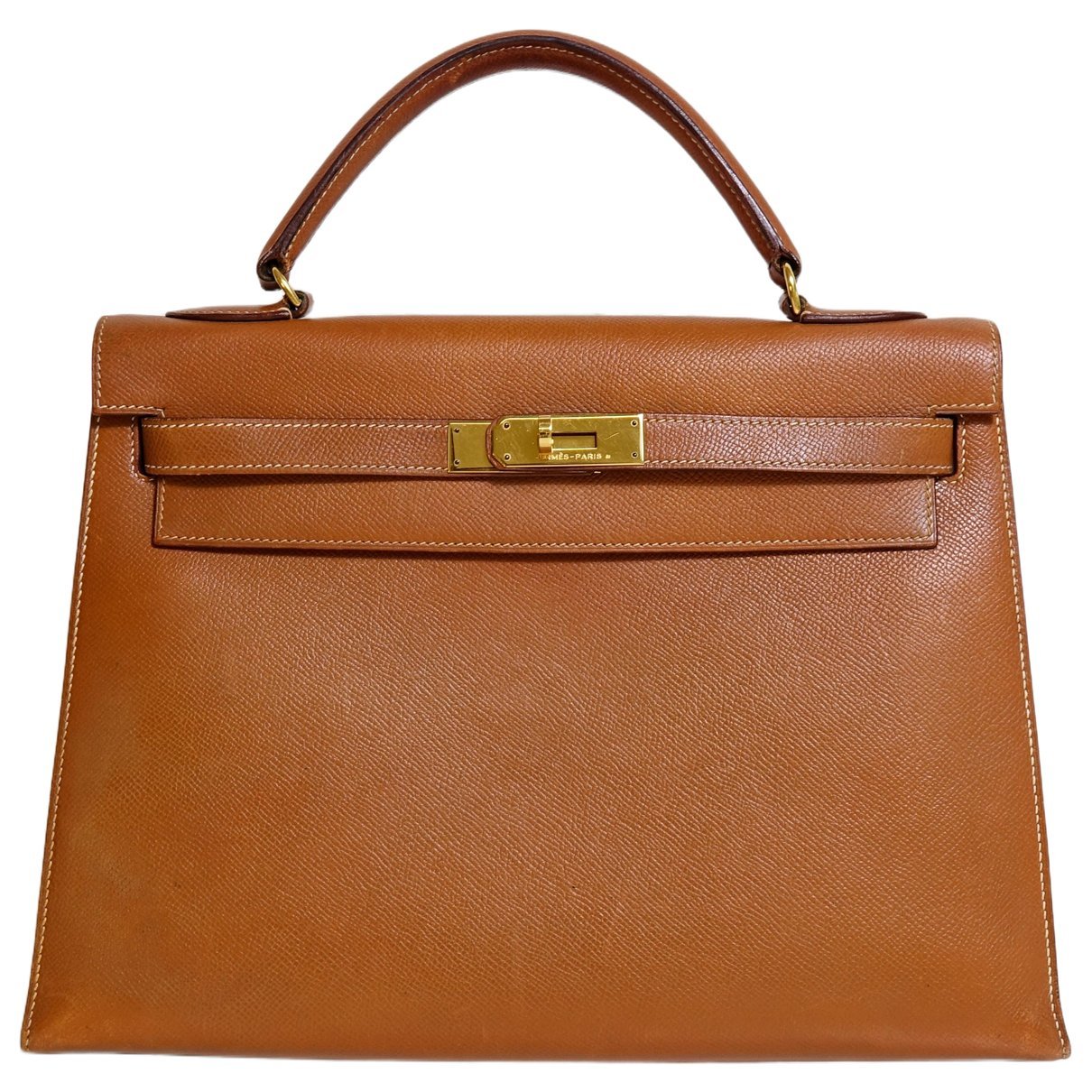 Hermes Kelly 32 Handbag Gold Courchevel Leather 1990