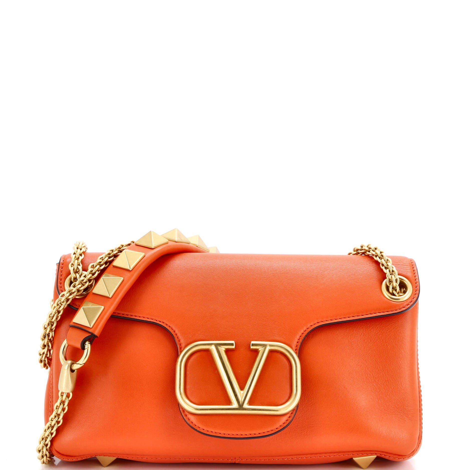 Valentino Garavani Stud Sign Shoulder Bag Leather and Suede