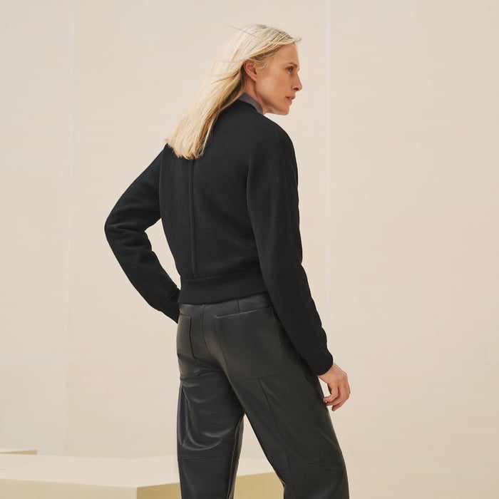 Noir "H En Biais" Motif Long-sleeve Sweater